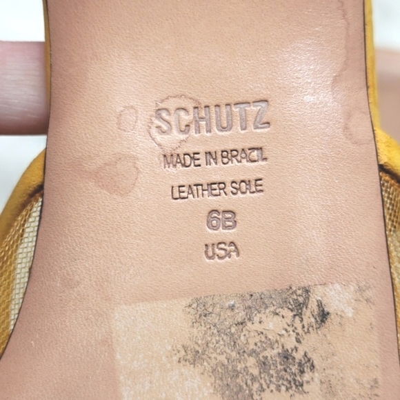 SCHUTZ Women Girah Crystal Embellished Mules -Mustard yellow 6B - Picture 7 of 8